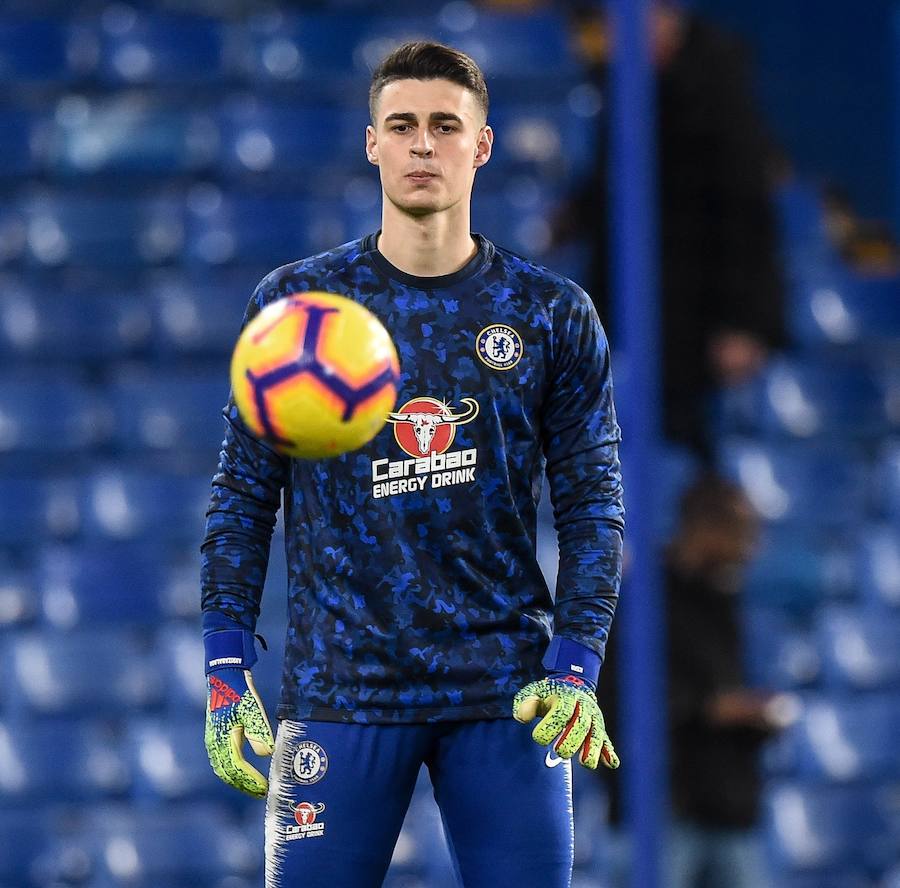 Kepa, concentrado en los minutos previos al encuentro.