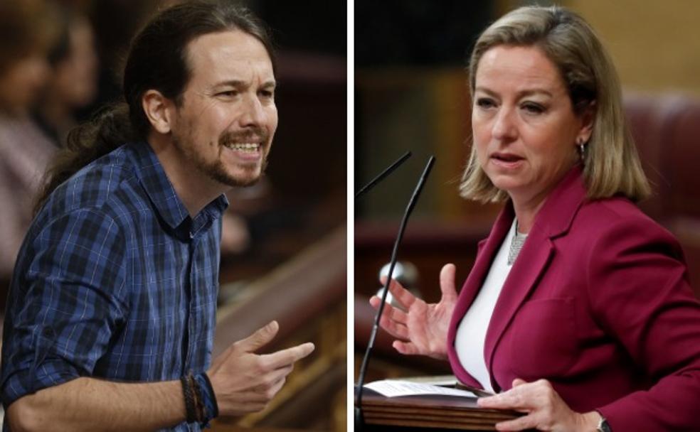 Pablo Iglesias y Ana Oramas, durante una de sus intervenciones en la Cámara baja.