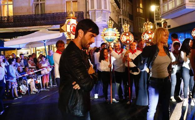 Rodaje de la película en la plaza de la Virgen Blanca.