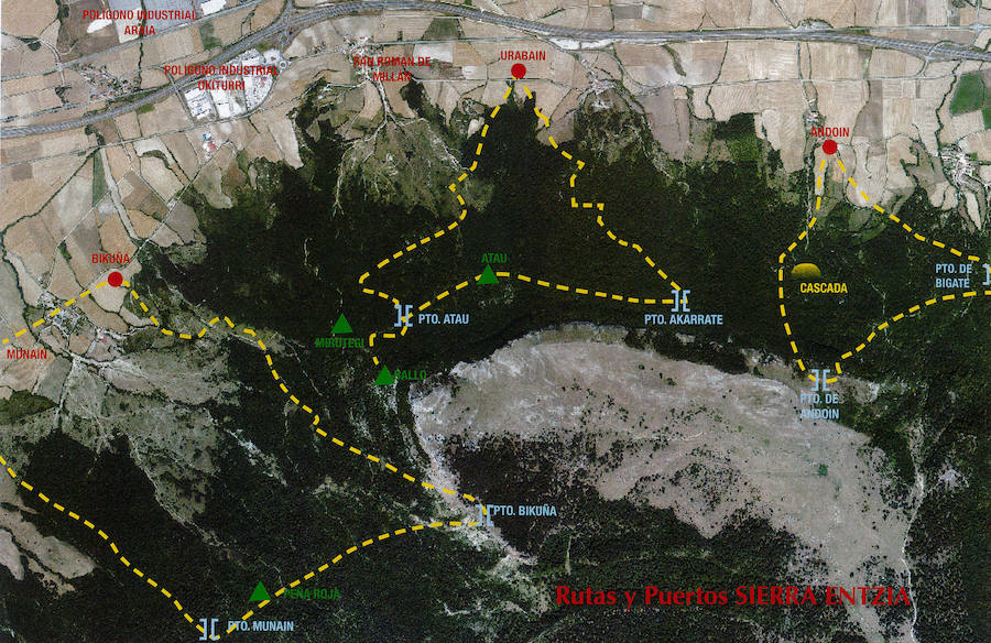 Algunas de las rutas por los puertos de la sierra de Entzia.