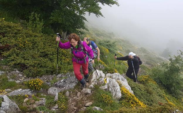 Ascenso al collado de Allarte, en los montes de Altzania.