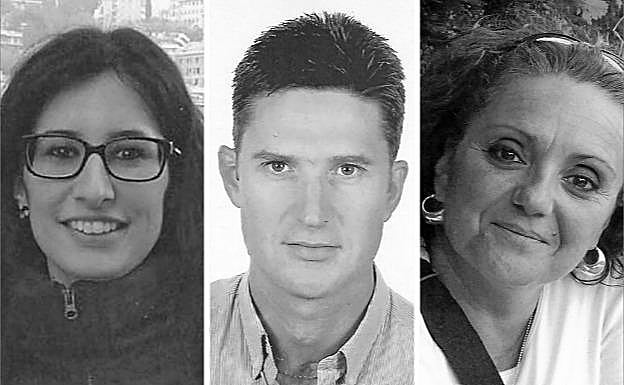 A la izquierda, Cristina Rubio posa durante su viaje a Túnez. En el centro, Isidro Artigas, a quien ETA dejó en una silla de ruedas. Y a la derecha, Soledad San José, que resultó herida en el atentado contra la T-4 de Barajas.