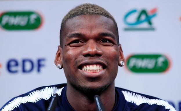 Paul Pogba, durante la rueda de prensa de la selección francesa. 