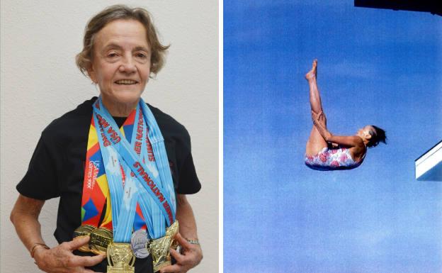 Ibone Belausteguigoitia es la campeona mundial de salto de trampolín en la categoría Máters a sus 88 años.