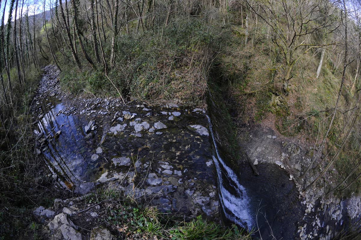 La cascada del Bolintxu, desde arriba.