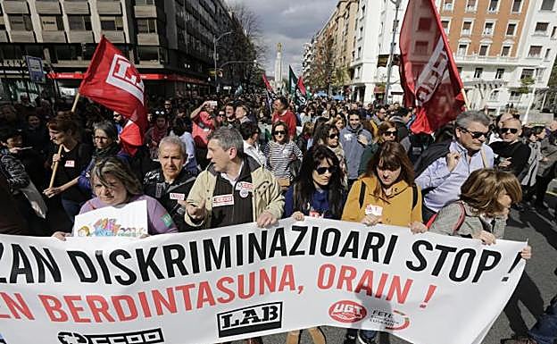 Manifestación este lunes en Bilbao de los trabajadores de la concertada.