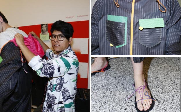 Gino Rojas apuesta por la raya diplomáticas y los colores fosforitos.