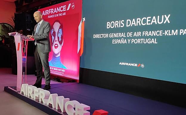 Boris Darceaux, en un momento del acto de Air France 