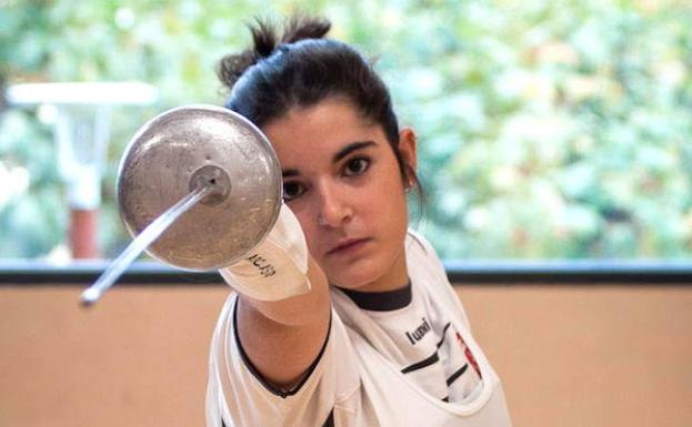 María Ascasso concentrada durante un entrenamiento. 