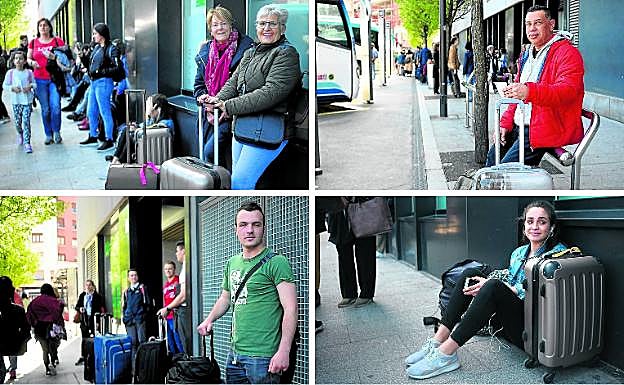 En la primera imagen, Martina Conde y Paquita Gómez toman rumbo a Villarcayo. EN la segunda, Herbin Bastidas. En la tercera fotografía, Guillermo Larrayoz pasará unos días en San Juan de Luz. Por último, Leire Naval regresa a Pamplona de vacaciones.