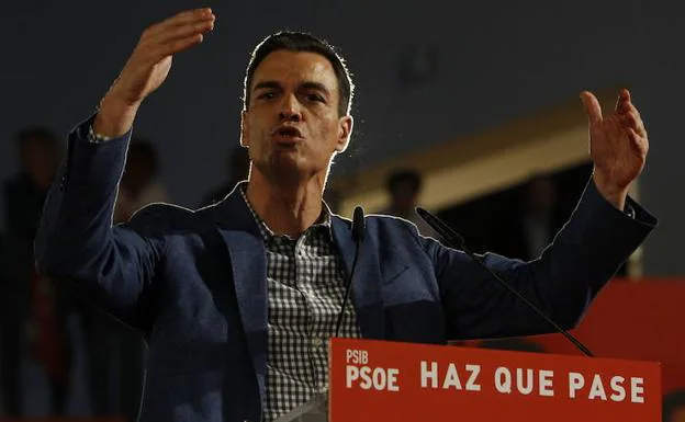 Pedro Sánchez participa en un acto de campaña en Baleares. 