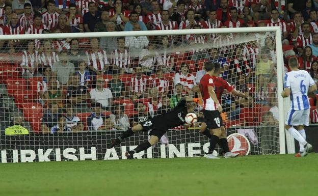 Imagen del partido de la primera vuelta en San Mamés.