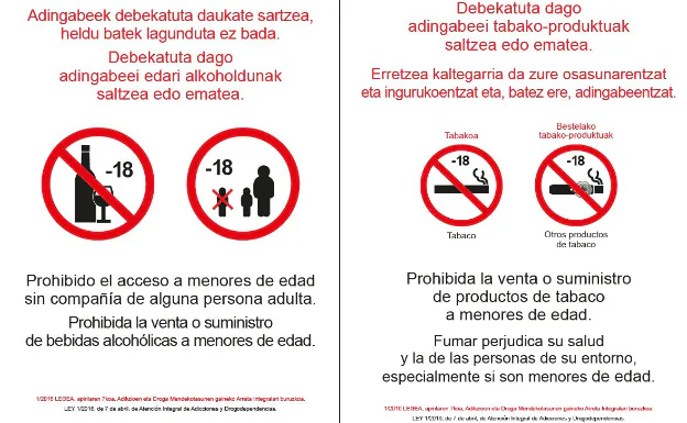Imagen de dos de los carteles del Gobierno vasco contra el consumo de alcohol y tabaco en menores.