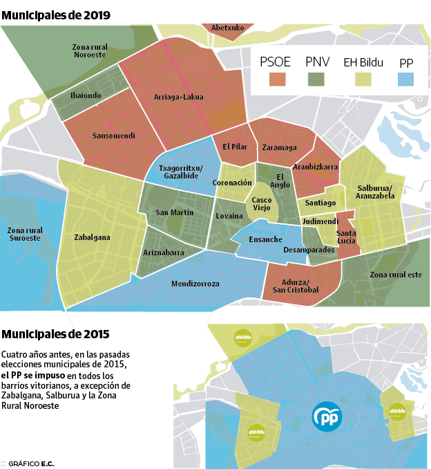 Mapa de distribución del voto.