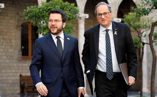 El presidente de la Generalitat, Quim Torra, y su vicepresidente y conseller de Economía, Pere Aragonès.