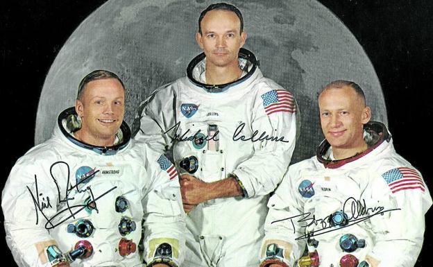 Neil Armstrong, Michael Collins y Edwin E. Aldrin, en una foto tomada dos meses antes de la misión.