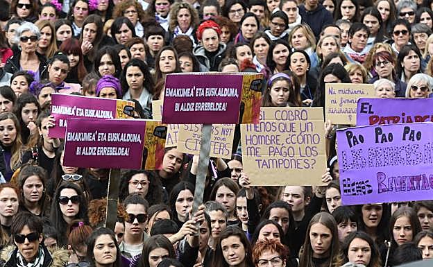 Protesta feminista en Bilbao.