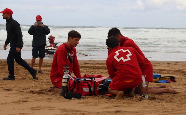 Un rescate en la playa de Sopela con final feliz