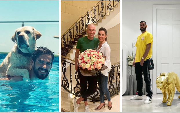 Isco Alarcón, en la piscina con sus perros. Zinedine Zidane y su mujer. A Karim Benzemá. 