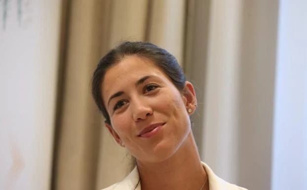 Garbiñe Muguruza, durante la entrevista. 