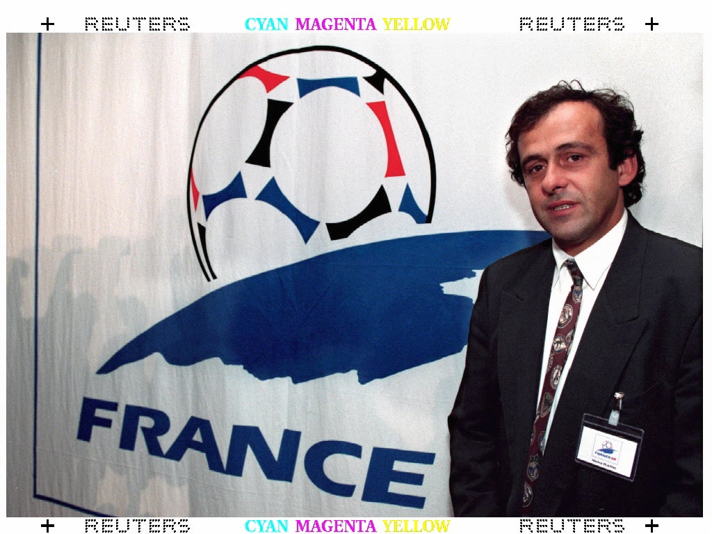 Platini, en la presentación del Mundial de Francia 1998, en 1994. 