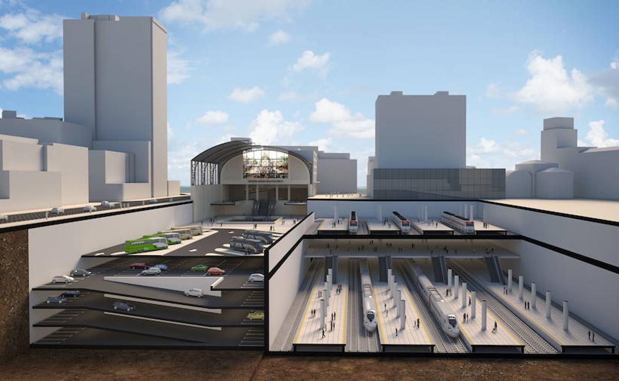 Recreación de cómo ser la estación del TAV en Abando. 