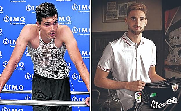 A la izquierda, Oleaga pasó ayer el reconocimiento. A la derecha, Ezkieta, con su nueva camiseta.