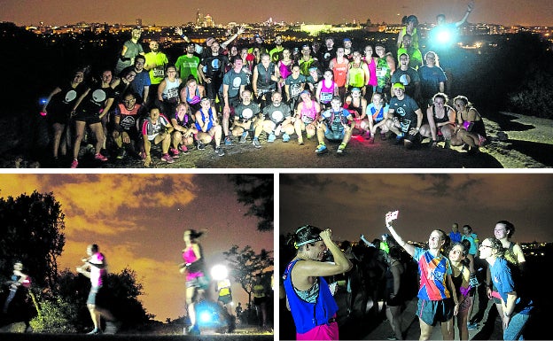 Magia nocturna. Participantes en la 'full moon running' celebrado el martes en la Casa de Campo de Madrid.