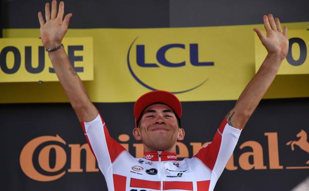 Caleb Ewan, en el podio.