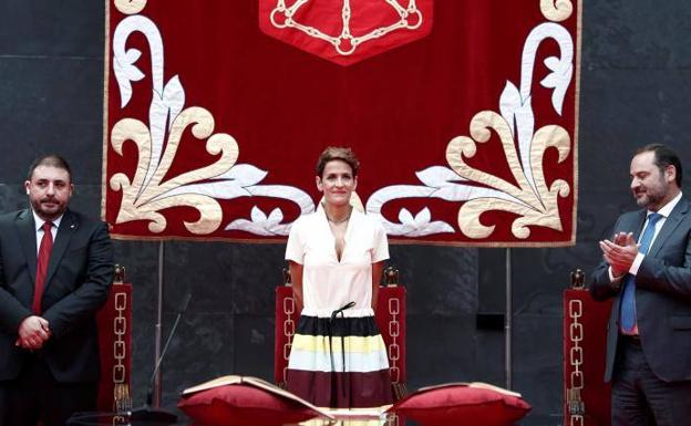 María Chivite, durante su toma de posesión. 