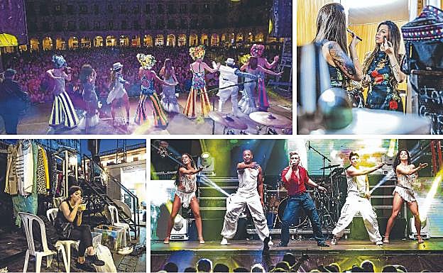 Sin tregua. Los artistas despliegan una excesiva borrachera de estilos, colores y brillos en el escenario. 