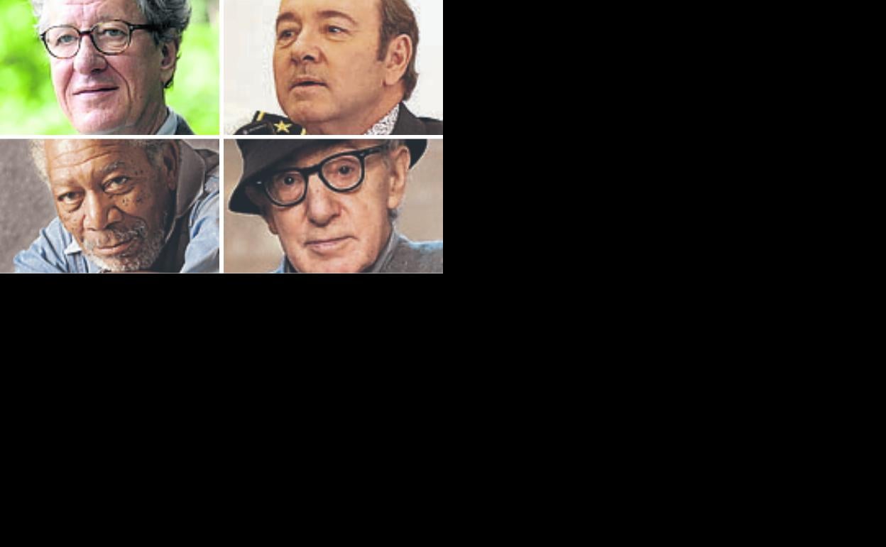 Geoffrey Rush, Kevin Spacey, Morgan Freeman y Woody Allen son algunos de los personajes famosos acusados.