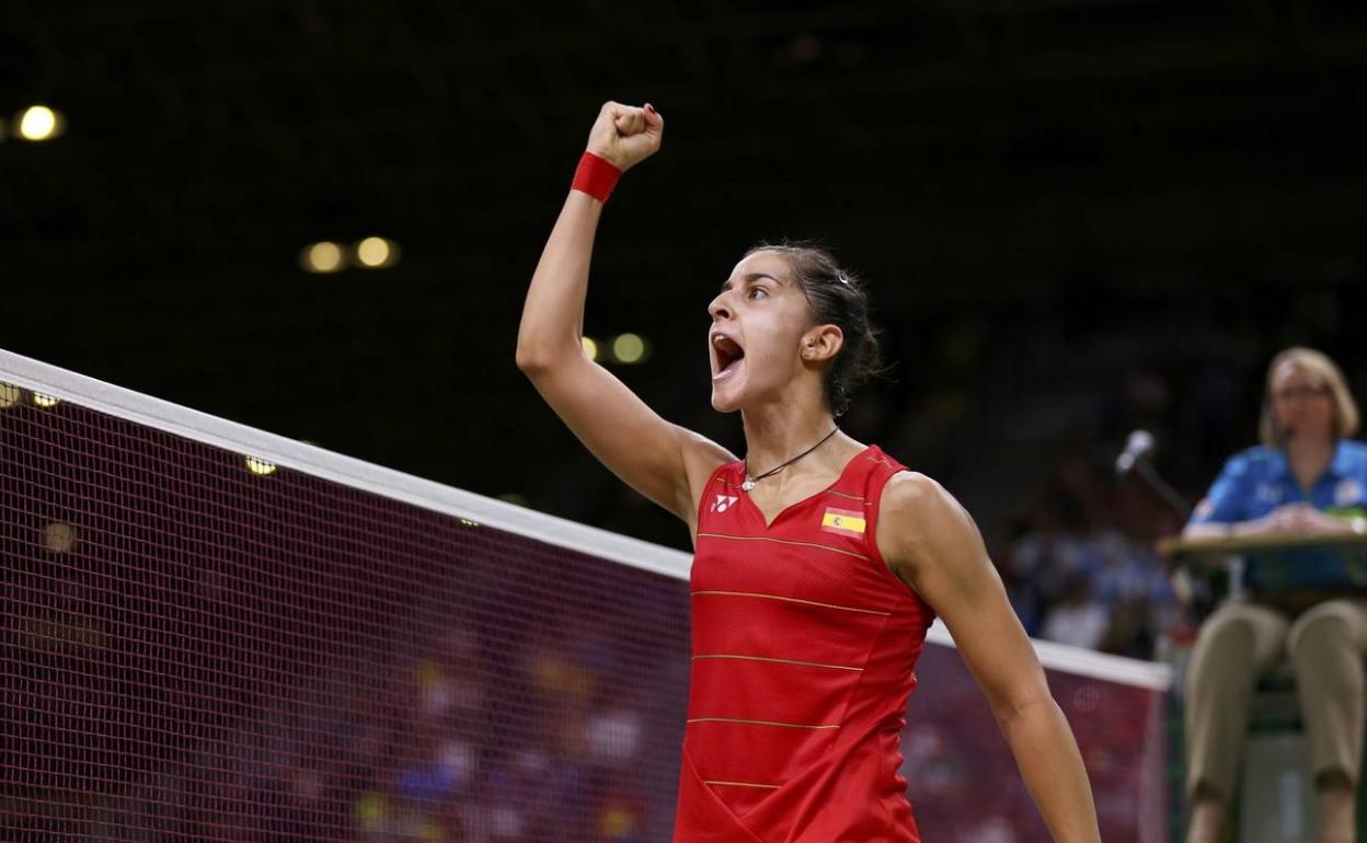 Carolina celebra un punto durante la final de Rio 2016. 
