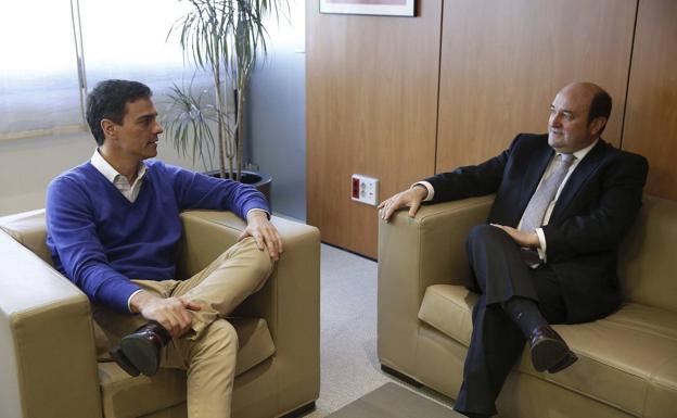 Pedro Sánchez y Andoni ortuzar en un encuentro que mantuvieron en Madrid.