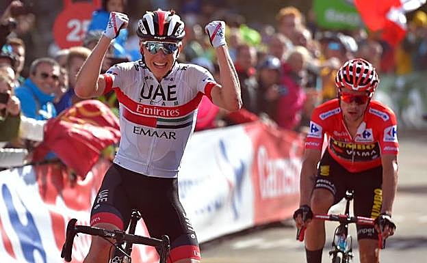 Pogacar gana en los Machucos por delante de Roglic.