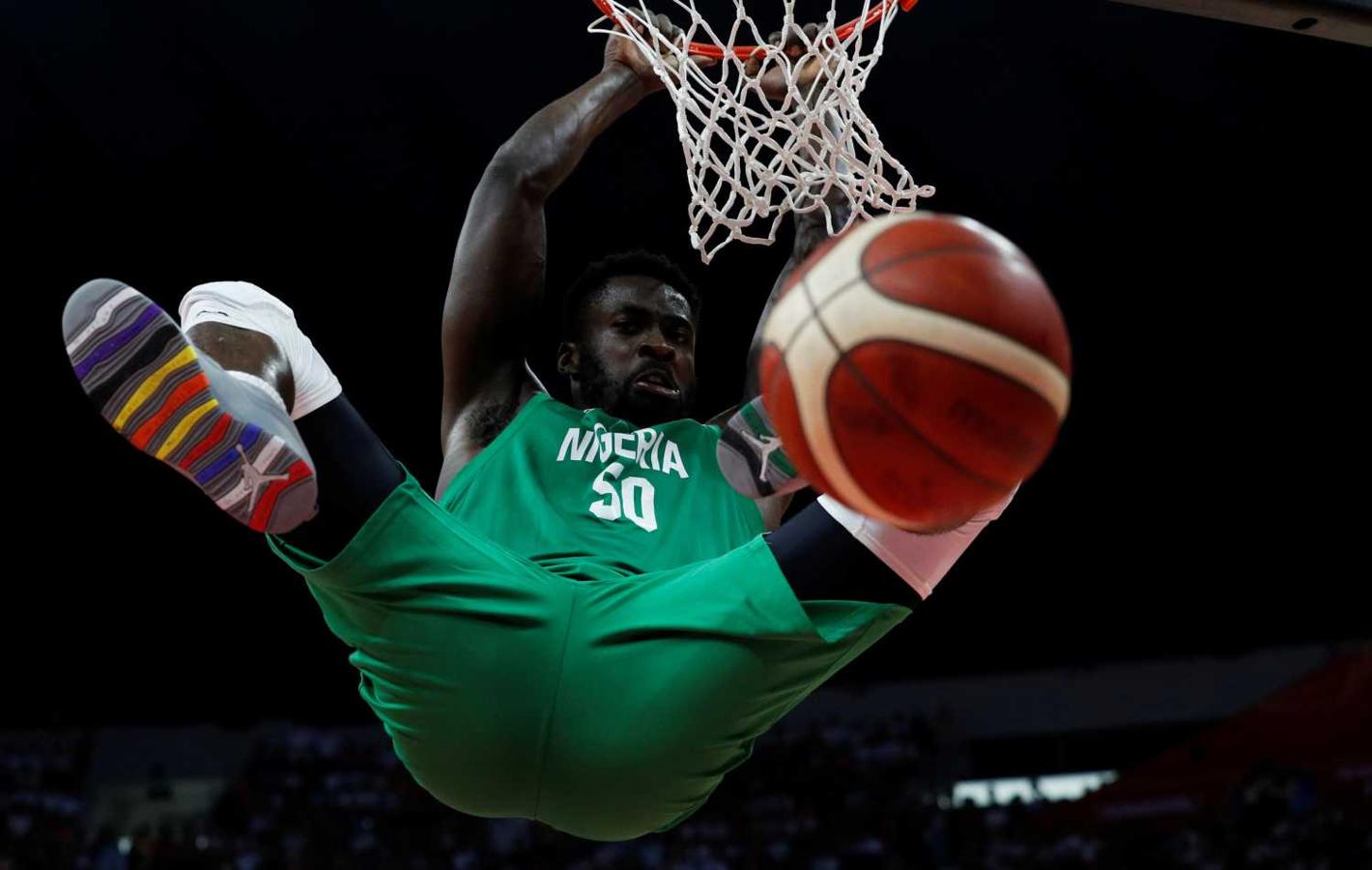 Ekpe Udoh de Nigeria, en un mate en la Copa del Mundo FIBA