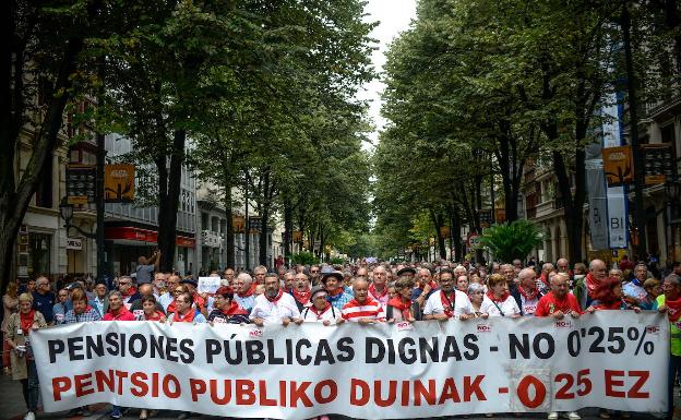 Última manifestación de pensionistas el pasado mes de agosto en Bilbao.