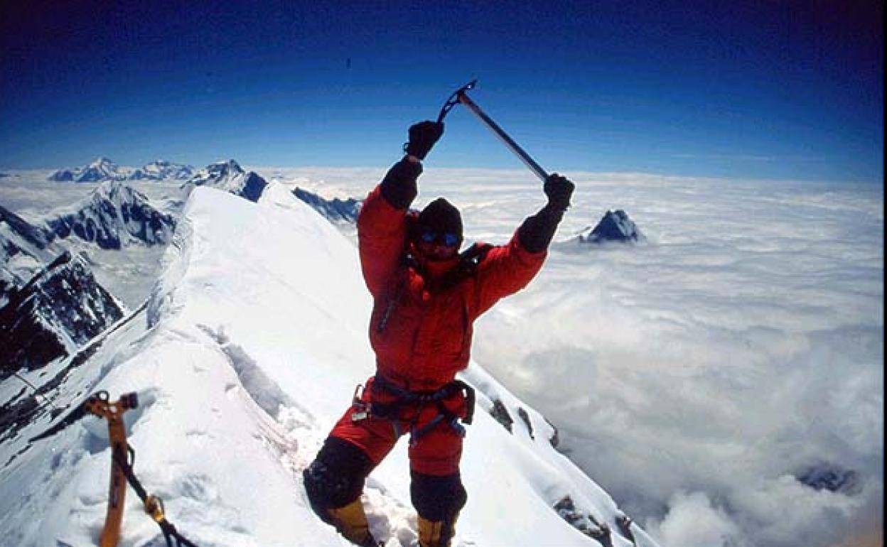 Jean Christophe Lafaille en la cima del Annapurna