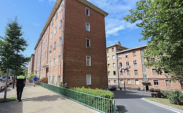 Agentes junto a las viviendas asaltadas de la Avenida de Olárizu.