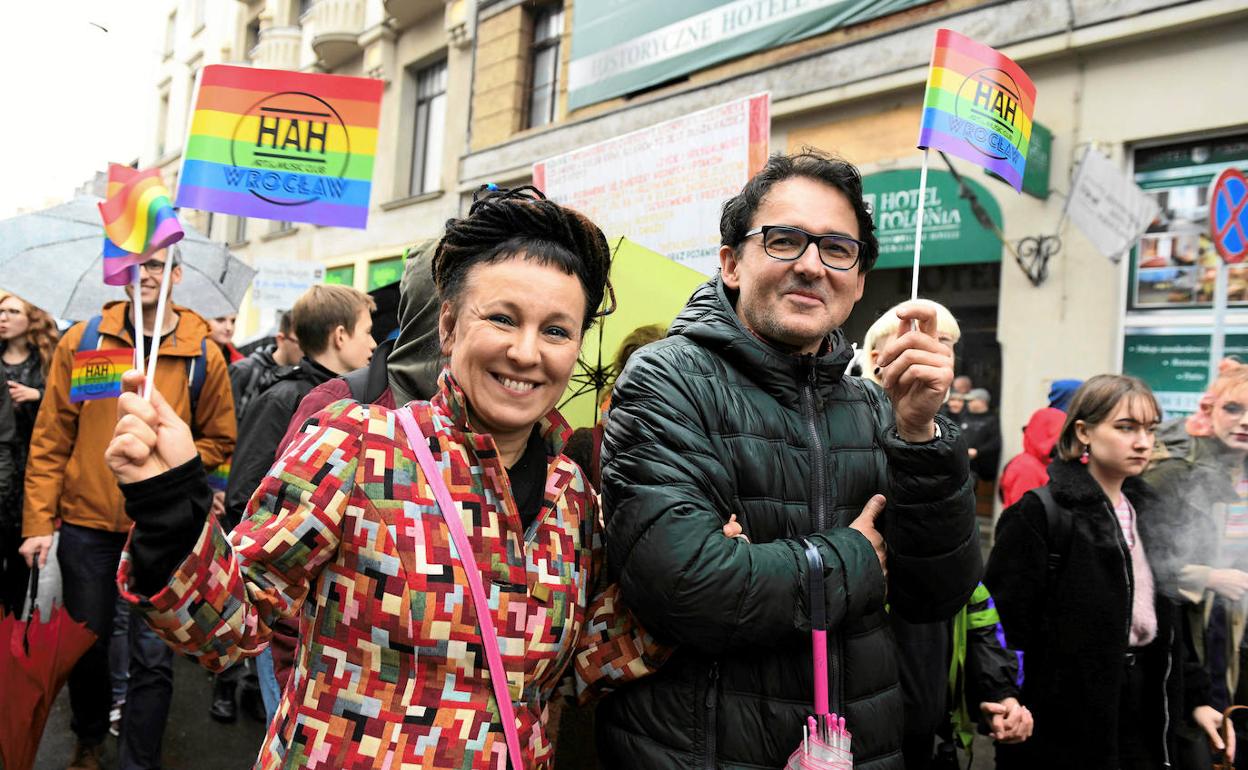 La autora, en una manifestación en Wroclaw.