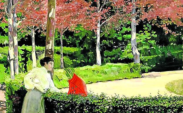 José Villegas pintó en 1903 el cuadro 'Recuerdos de La Granja', que ha adquirido la Diputación. 