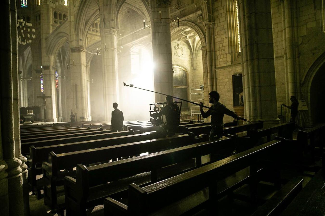 Imágenes del rodaje en Vitoria de 'El silencio de la ciudad blanca', película dirigida por Daniel Calparsoro