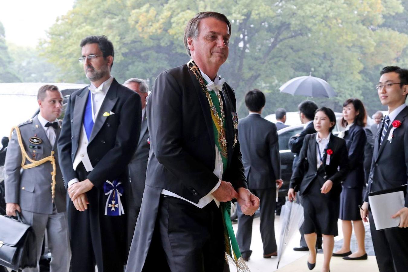 El Presidente de Brasil, Jair Bolsonaro a su llegada a la ceremonia