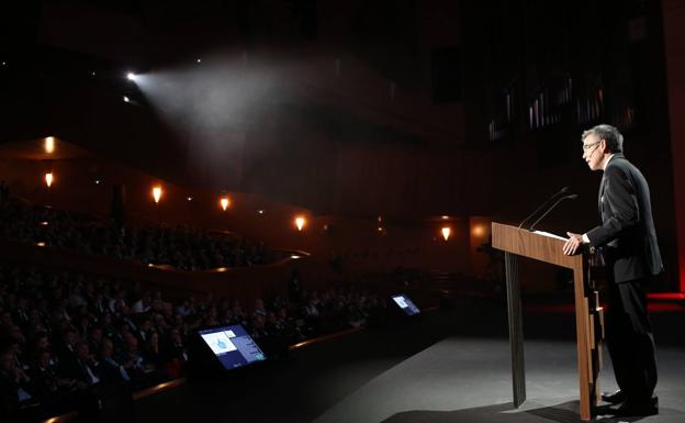 Agustin Markaide, presidente del grupo Eroski, durante su ponencia.