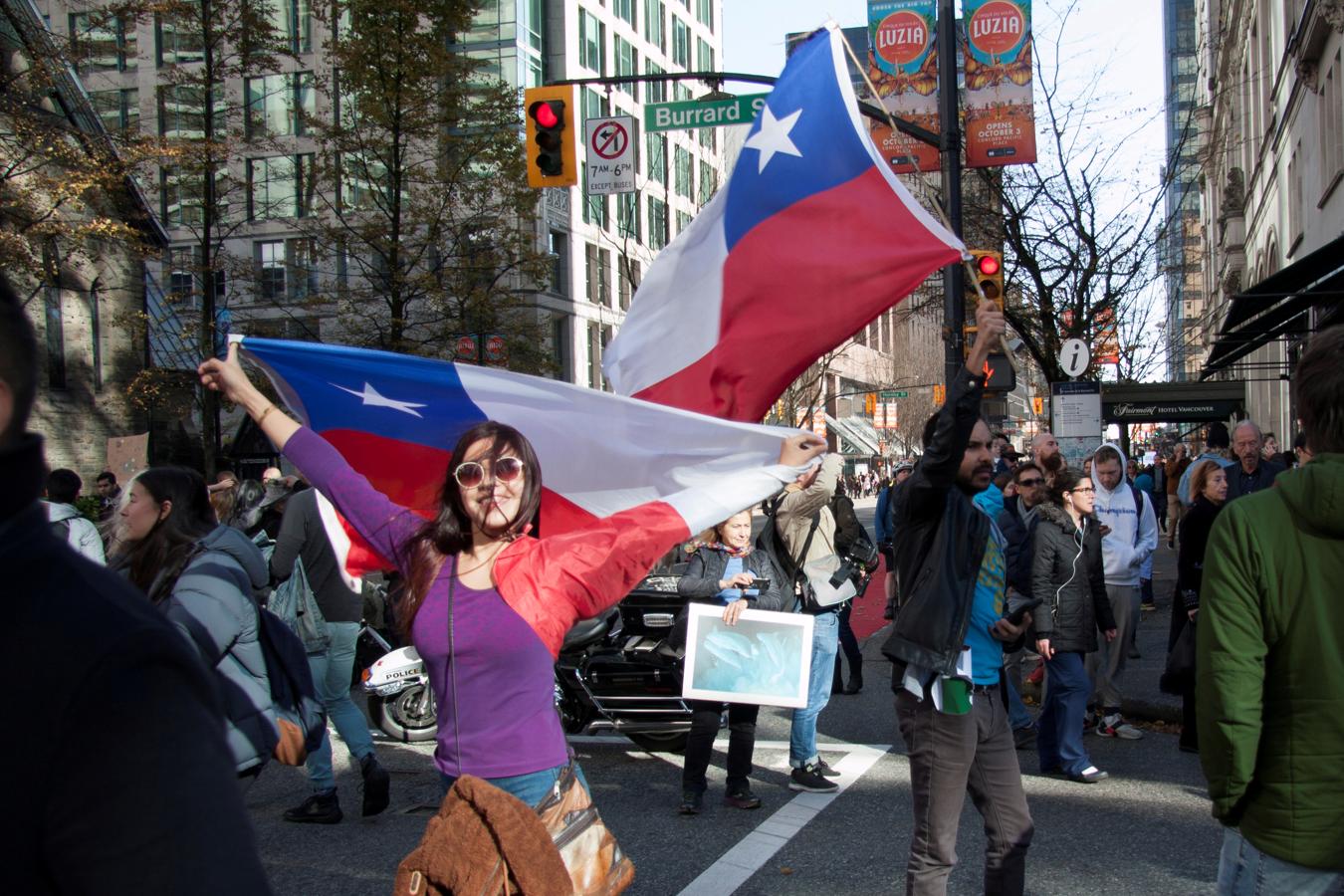 Vista de pájaro de la manifestación en Chile