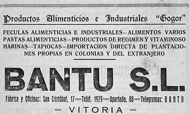 Anuncio de Bantu S.L. en 1948 (Liburuklik).