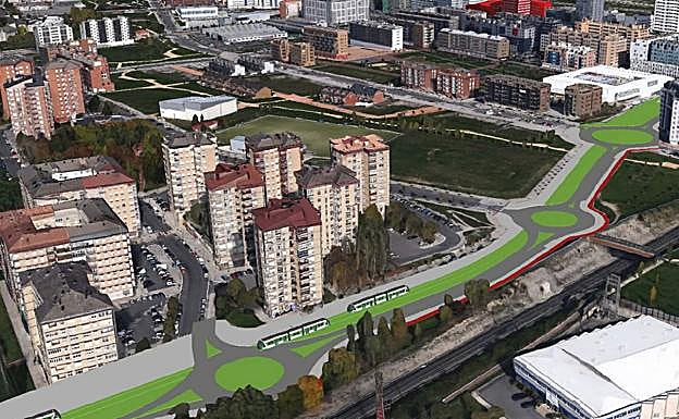 Simulación del trazado del tranvía por la calle Florida.