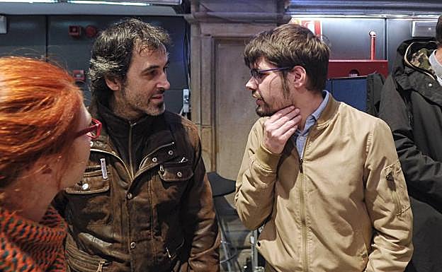 Lander Martínez, secretario general de Elkarrekin Podemos en la sede electoral en Bilbao.