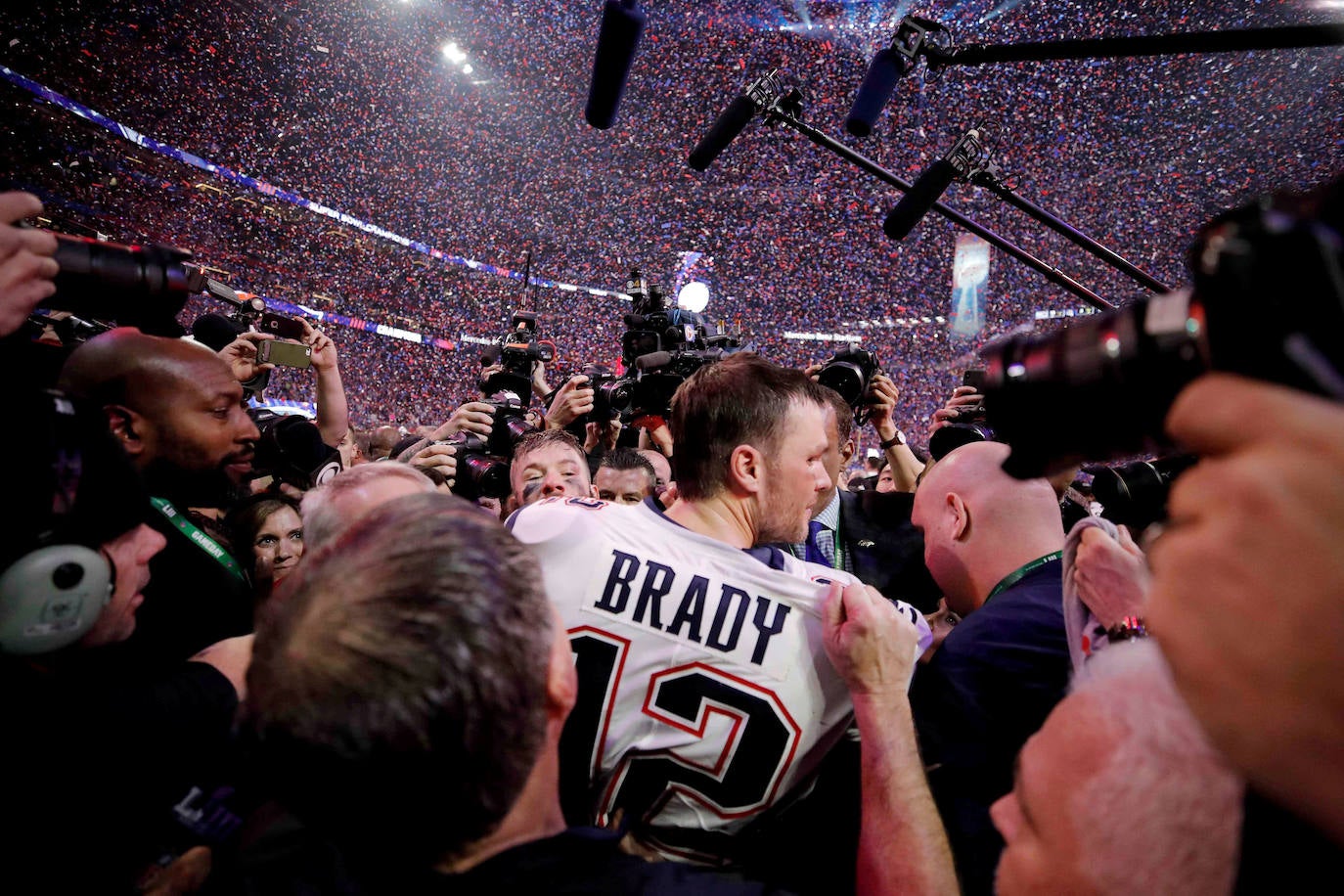 Estados Unidos | Tom Brady celebra la Super Bowl en el estadio Mercedes-Benz, Atlanta, Georgia, 3 de febrero de 2019.