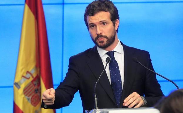 El presidente del PP, Pablo Casado, hace el balance anual de su partido.